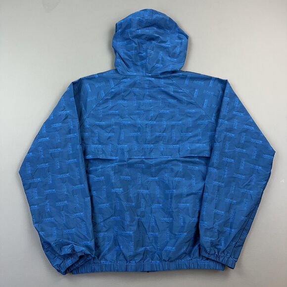 Supreme Jacket Mens Small Blue Jacquard Hooded Full Zip Windbreaker Mesh Lined - Picture 9 of 16